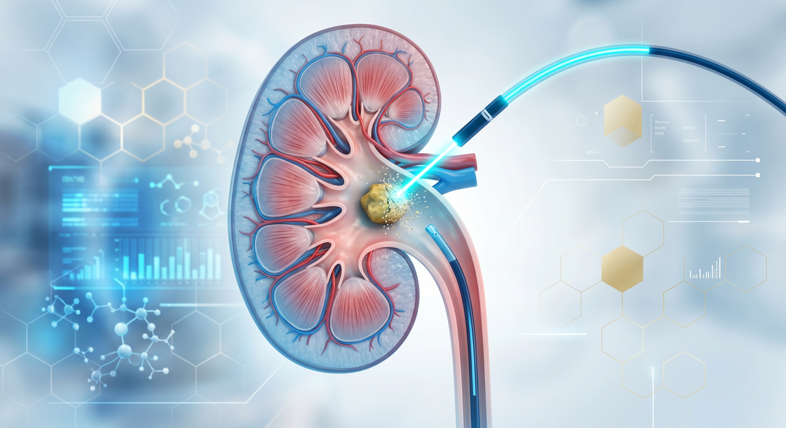 Urologist performing advanced keyhole kidney surgery